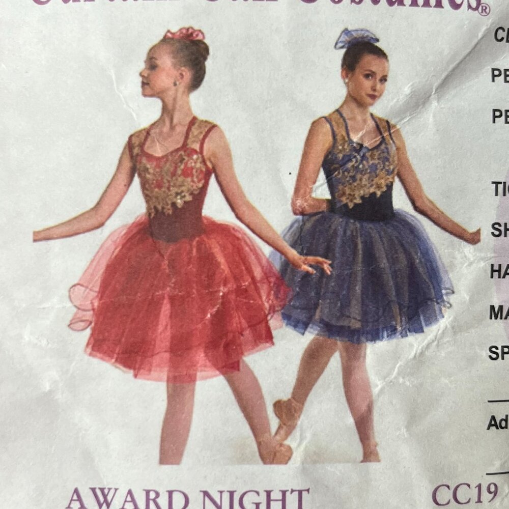 Curtain Call red and gold ballet/pointe dance costume